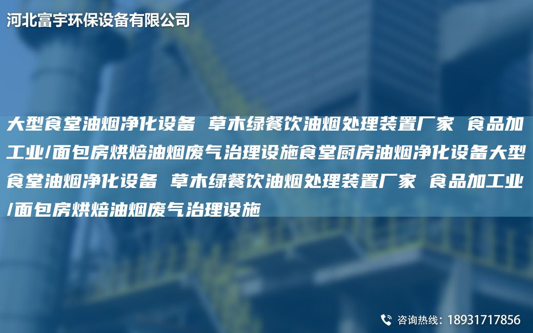 大型食堂油煙凈化設備 草木綠餐飲油煙處理裝置廠(chǎng)家 食品加工業(yè)/面包房烘焙油煙廢氣治理設施食堂廚房油煙凈化設備大型食堂油煙凈化設備 草木綠餐飲油煙處理裝置廠(chǎng)家 食品加工業(yè)/面包房烘焙油煙廢氣治理設施