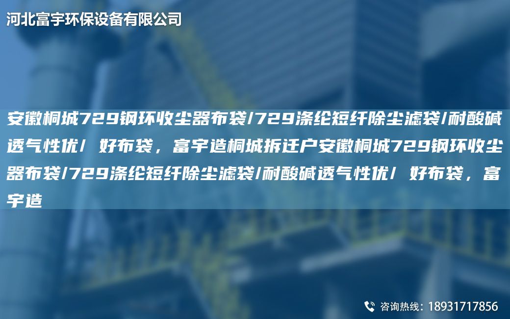 安徽桐城729鋼環(huán)收塵器布袋/729滌綸短纖除塵濾袋/耐酸堿透氣性?xún)?yōu)/ 好布袋，富宇造桐城拆遷戶(hù)安徽桐城729鋼環(huán)收塵器布袋/729滌綸短纖除塵濾袋/耐酸堿透氣性?xún)?yōu)/ 好布袋，富宇造