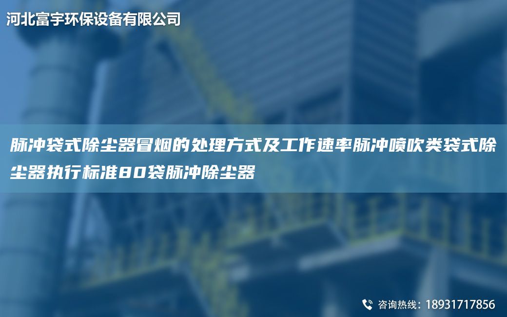 脈沖袋式除塵器冒煙的處理方式及工作速率脈沖噴吹類(lèi)袋式除塵器執行標準80袋脈沖除塵器