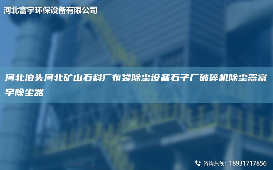 河北泊頭河北礦山石料廠(chǎng)布袋除塵設備石子廠(chǎng)破碎機除塵器富宇除塵器